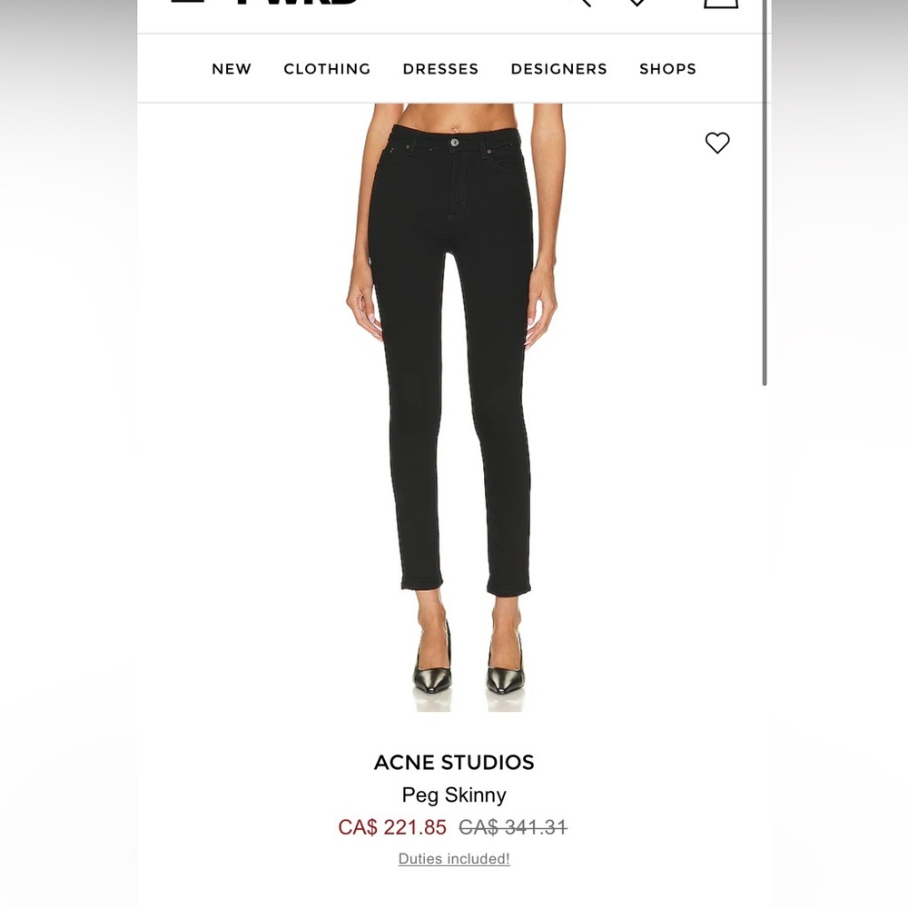 Acne Studios High Rise Black Jeans sz25